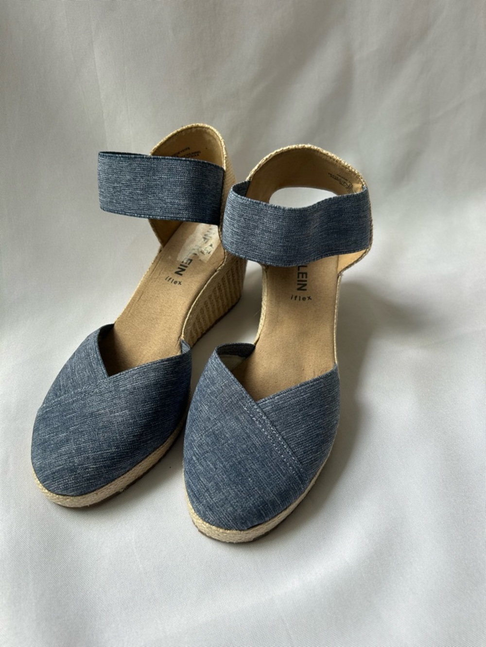 Anne Klein Women's Denim Espadrille Wedge Sandals - Blue